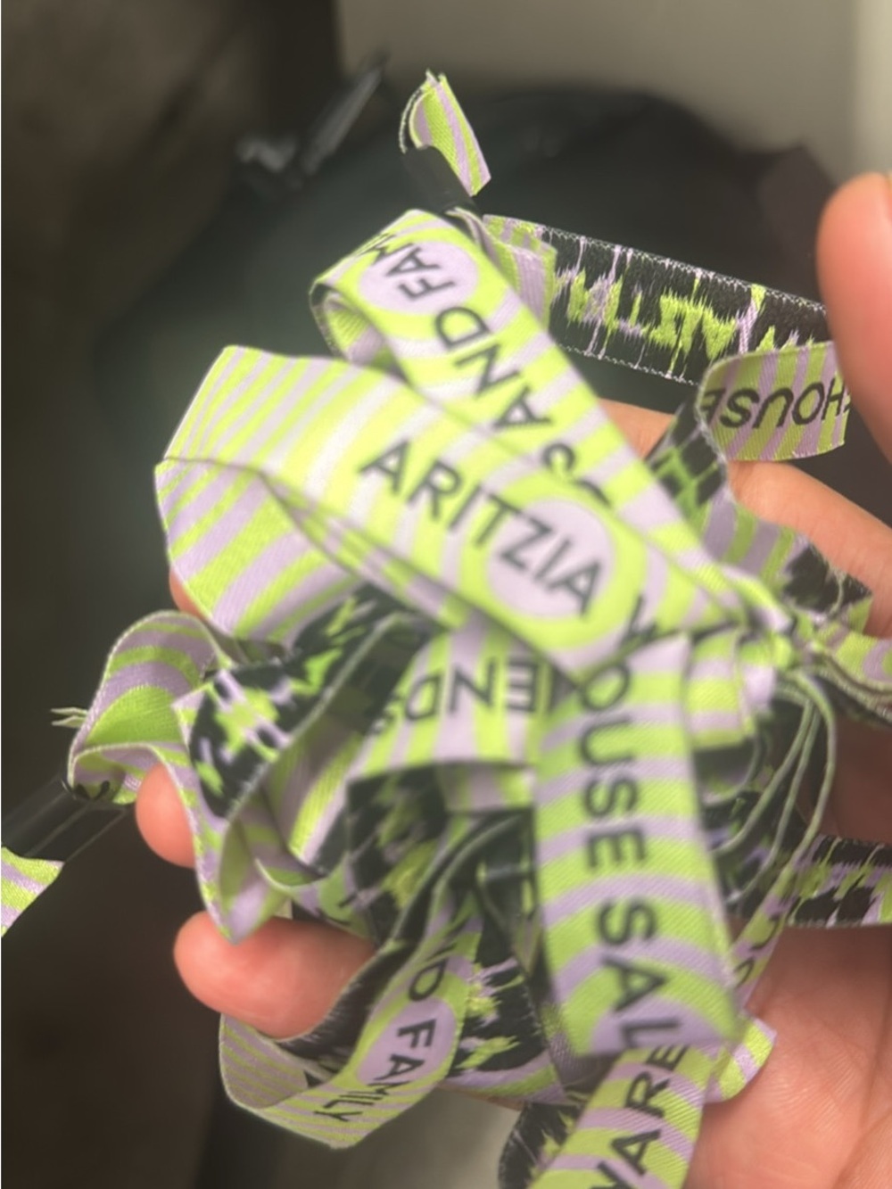 Aritzia friends and Family warehouse sale entry wristband